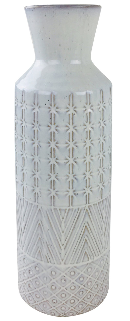 White Star Textured Stoneware Vase 44cm