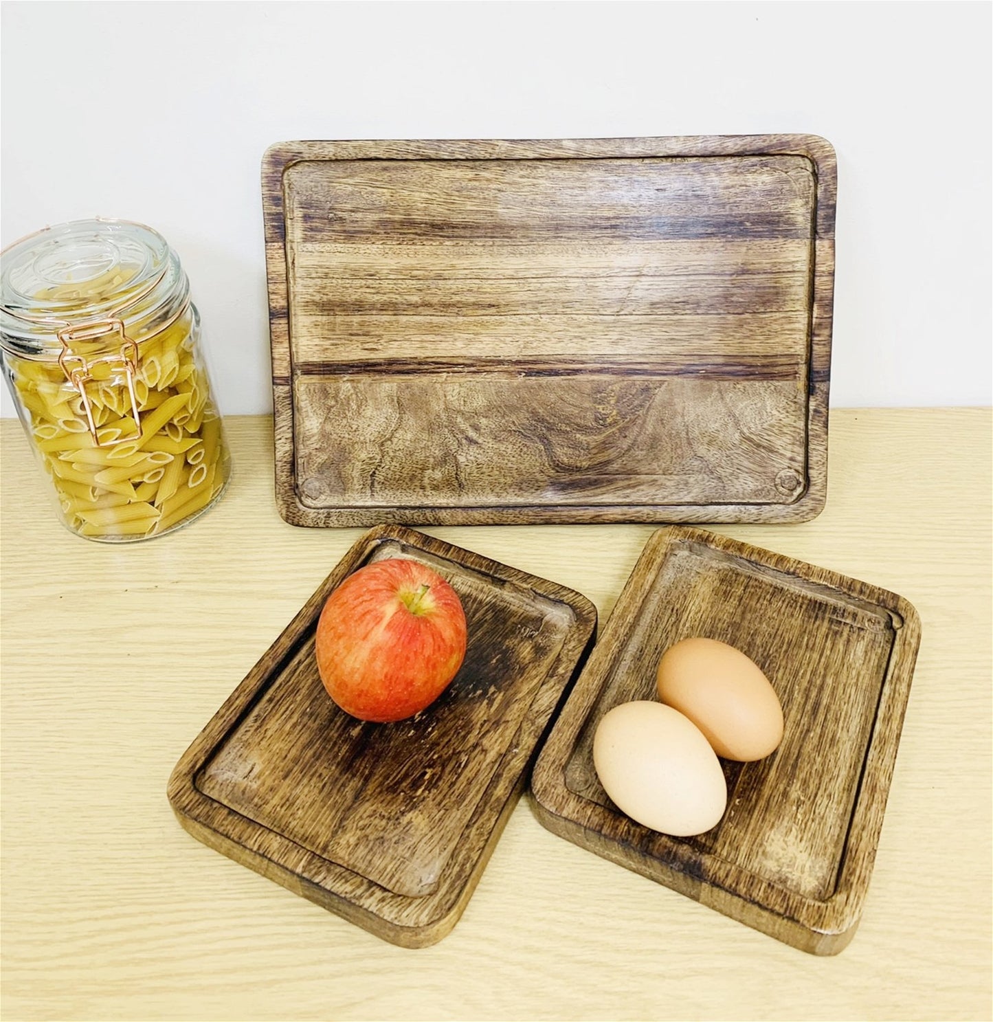 Set Of 3 Mango Wood Trays