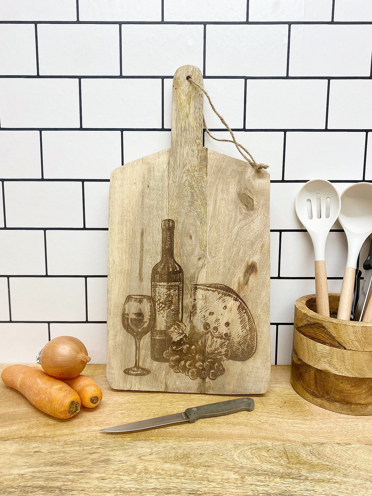 Pair of Engraved Chopping Boards Cheese and Wine