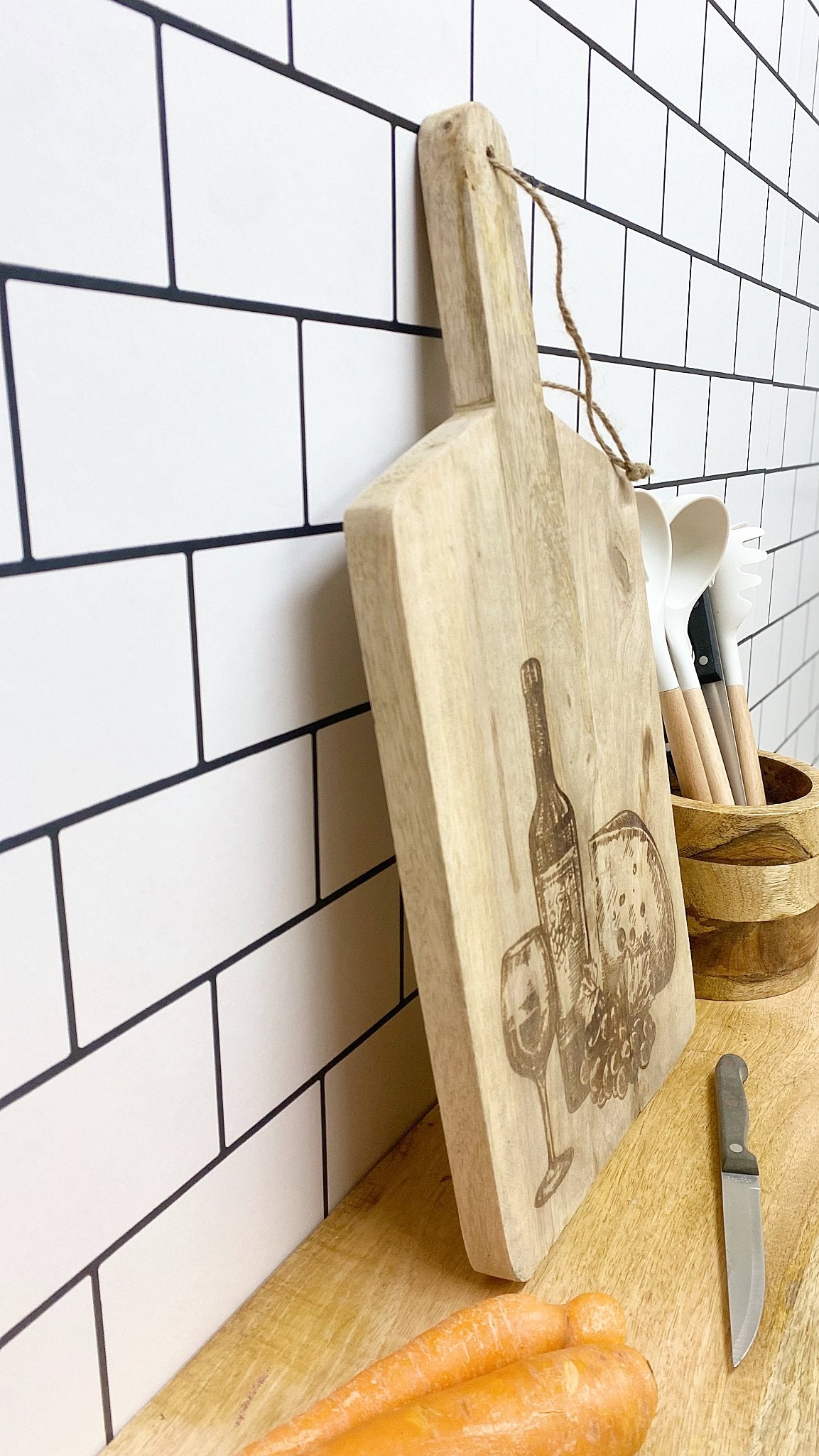 Pair of Engraved Chopping Boards Cheese and Wine