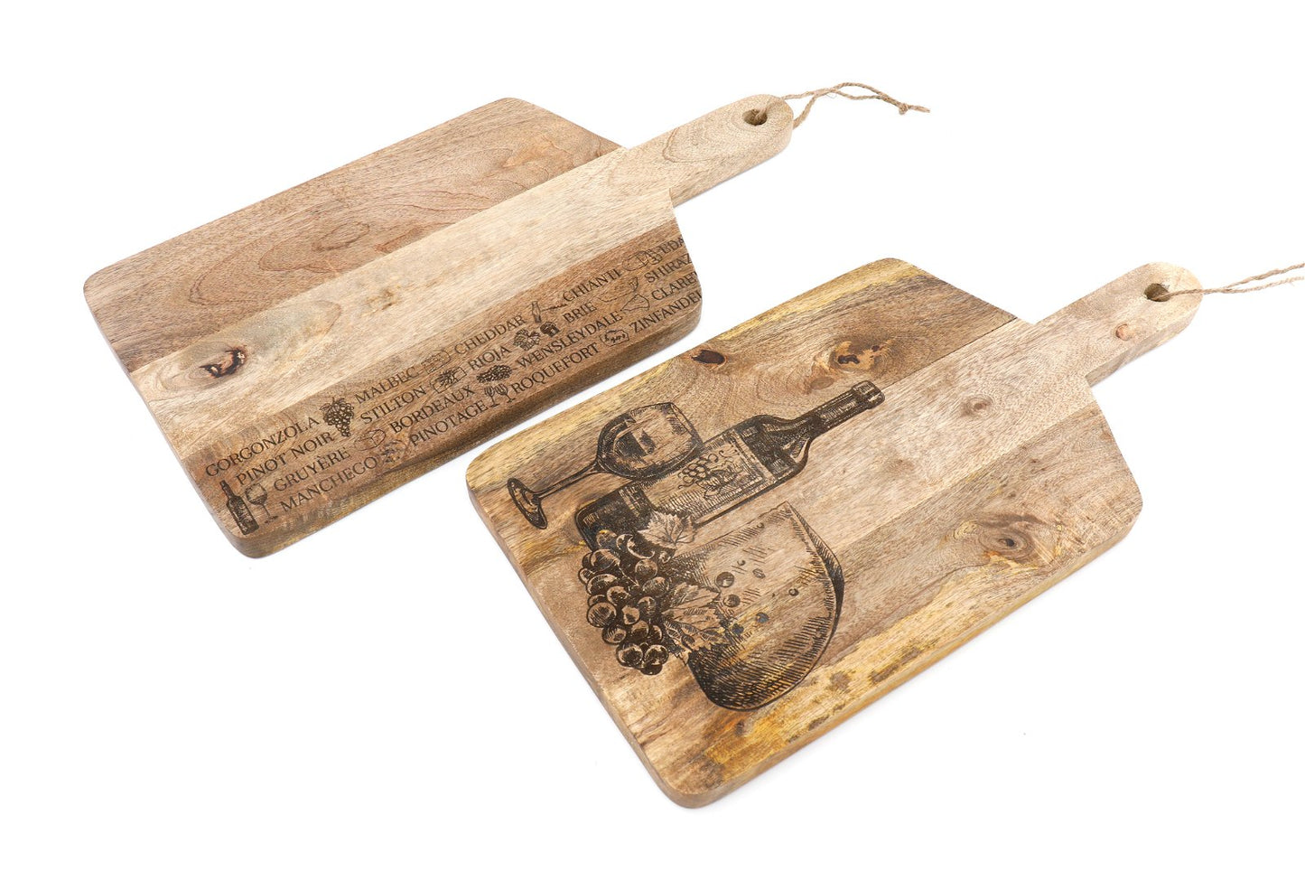 Pair of Engraved Chopping Boards Cheese and Wine