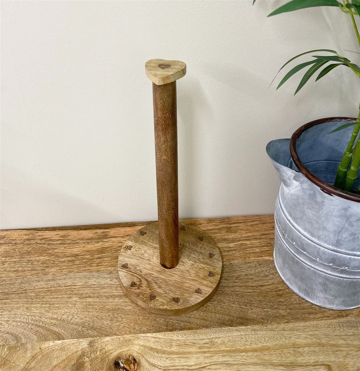 Mango Wood Heart Kitchen Roll Holder