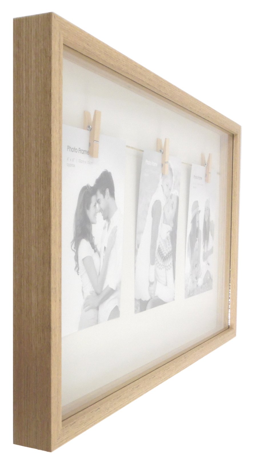 White Natural Wood Triple Peg Frame