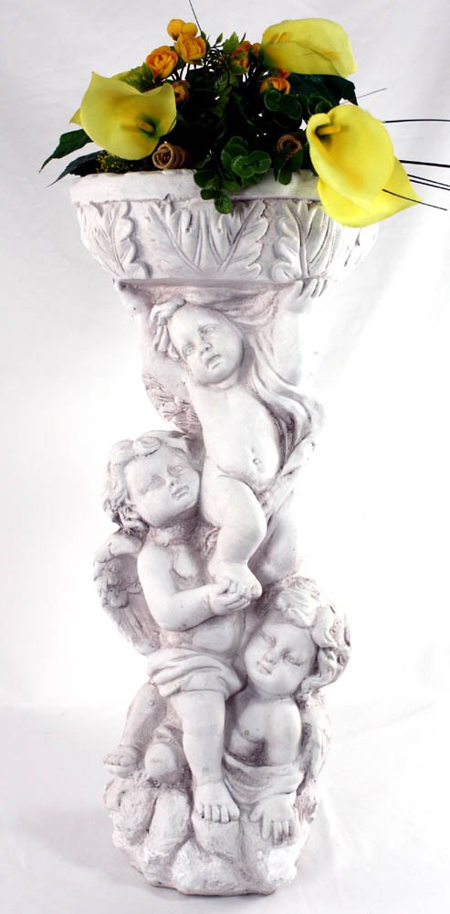 Stone Effect 3 Cherub Jardiniere Or Bird Bath